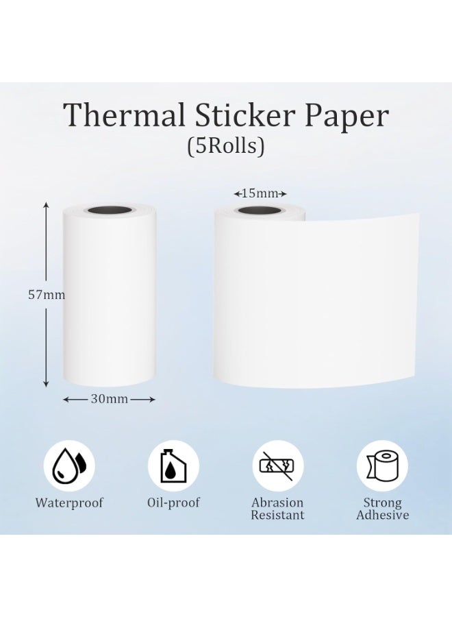 AoMige 5Pcs 57 x 25mm Refill Thermal Printer Paper for Kids Instant Camera and Mini Instant Printer Thermal,Inkless Printer Mini Refill Paper Roll (White) - Image 3